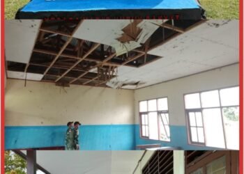 Peduli Dunia Pendidikan, Satgas Yonif 643/Wns Rehab SD YPK Pikere