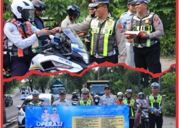 Satlantas Polres Gresik Gencarkan Edukasi Keselamatan, Pengguna Jalan Tertib Dapat Cokelat