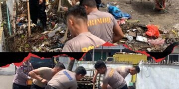 Brimob Polda Sumut Bersihkan Pasar Sipirok, Wujud Nyata Kepedulian Lingkungan di Tapanuli Selatan