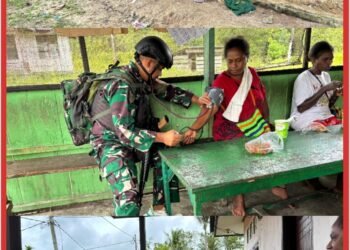 Satgas Pamtas Yonif 410/Alg Berikan Edukasi dan Yankes Door to Door di Kampung Jagiro