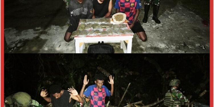 Torehkan Prestasi Kembali, Satgas Yonif 643/Wns Gagalkan Peredaran Narkotika di Perbatasan Papua