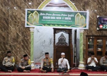 Polres Langkat Buka Puasa Bersama Anak Yatim dan Santri, Peringati Nuzulul Qur’an