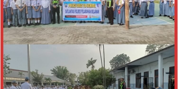 Sat Lantas Polres Pelabuhan Belawan Gelar Police Goes To School di SMA Negeri 9 Medan