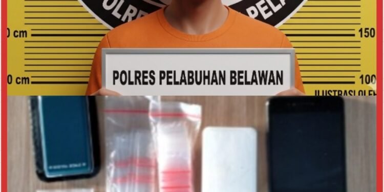 Sat Narkoba Polres Pelabuhan Belawan Tangkap Pengedar Sabu di Desa Manunggal