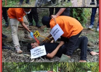 Polres Nagan Raya Gelar Rekonstruksi Kasus Pembunuhan di Tadu Raya dengan Pengamanan Ketat.