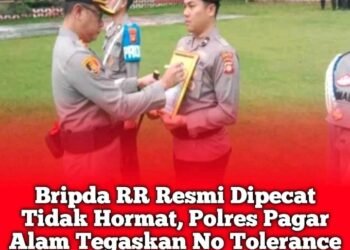 Bripda RR Resmi Dipecat, Polres Pagar Alam Tegaskan Tak Ada Toleransi Bagi Pelanggar Kode Etik
