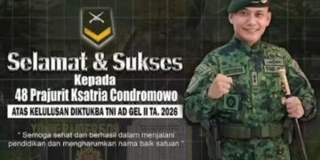 Letkol Juni Fitriyan Bangga Prajurit Ksatria Condromowo Lolos Seleksi Diktuba