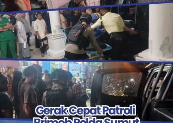 Gerak Cepat Patroli Brimob Polda Sumut Evakuasi Korban Laka Lantas di Jalan William Iskandar