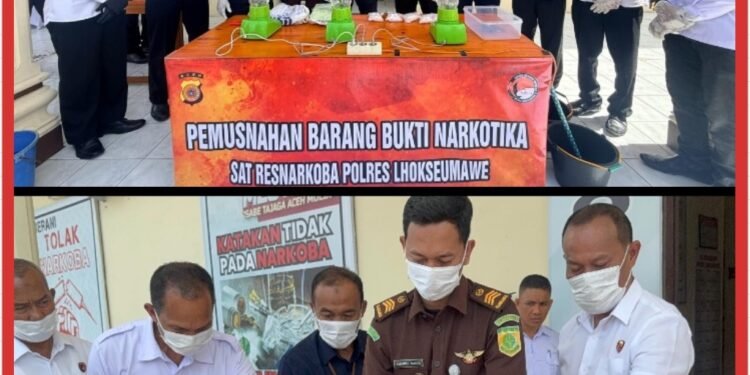 Sat Resnarkoba Polres Lhokseumawe Musnahkan 1,4 Kilogram Sabu dan Puluhan Gram Ganja