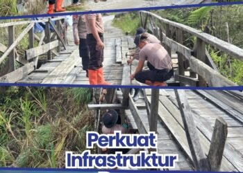 Perkuat Infrastruktur Desa, Brimob Sumut Lakukan Perbaikan Jembatan Gotting