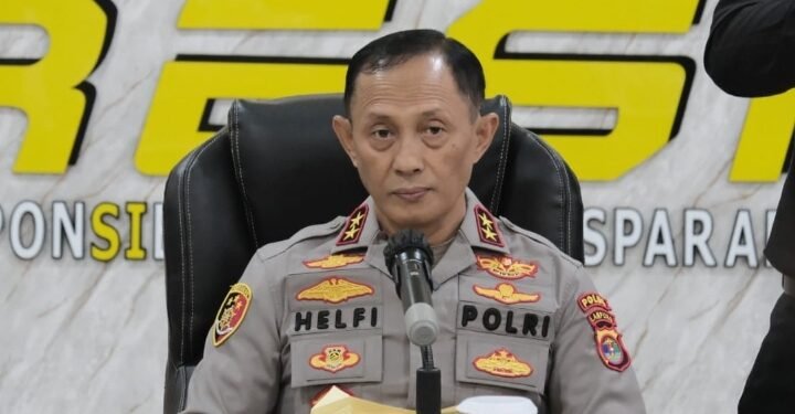 Kapolda Lampung Pimpin Press Release Pengungkapan Curanmor yang Tewaskan Anggota Polisi