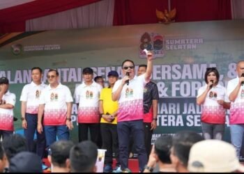 HUT ke-80 Sumsel Meriah, Ribuan Warga Ikuti Jalan Santai dan Senam Bersama