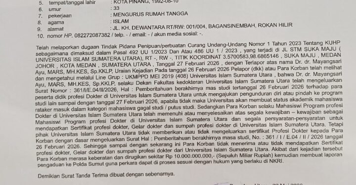 Dokter Muda UISU Laporkan Dekan ke Polda Sumut