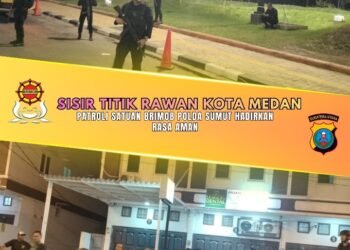 Sisir Titik Rawan Kota Medan, Patroli Satuan Brimob Polda Sumut Hadirkan Rasa Aman