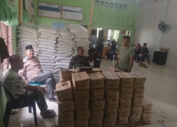 Personel Polsek Secanggang Laksanakan Patroli dan Monitoring Pembagian Bantuan Kepada Masyarakat 