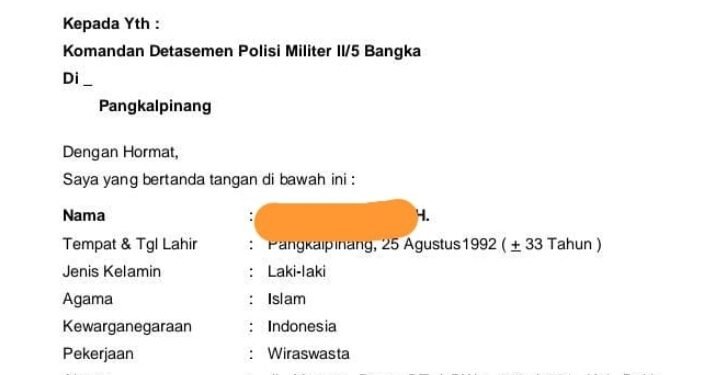 Laporkan Dugaan Perselingkuhan dengan Istrinya, Advokat Pangkalpinang Adukan Oknum TNI ke Denpom, Minta Pangdam Turun Tangan