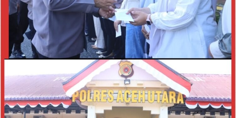 Sebagai Wujud Kepedulian Pimpinan, Kapolres Aceh Utara Berikan Tali Asih Kepada 25 Orang PHL