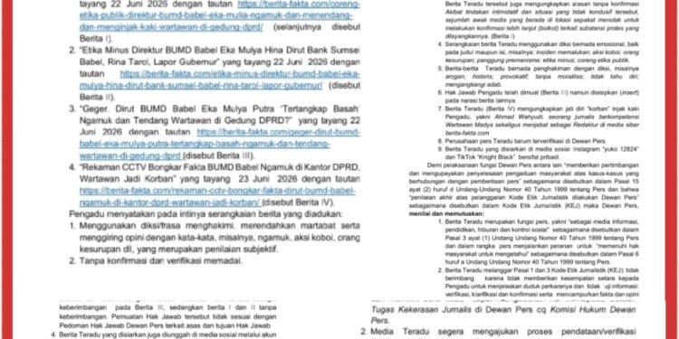 Eka Mulya Putra: Hormati Putusan Dewan Pers Secara Menyeluruh atau Hadapi Langkah Hukum