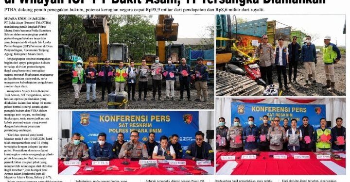 PTBA Dukung Polisi Bongkar Tambang Ilegal di Wilayah IUP, 11 Tersangka Diamankan