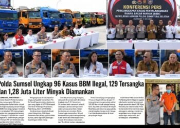 Polda Sumsel Ungkap 96 Kasus BBM Ilegal, 129 Tersangka dan 1,28 Juta Liter Minyak Diamankan