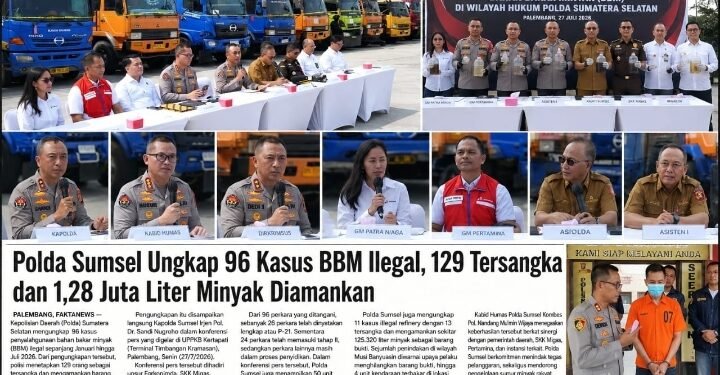 Polda Sumsel Ungkap 96 Kasus BBM Ilegal, 129 Tersangka dan 1,28 Juta Liter Minyak Diamankan