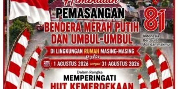 Camat Silat Hilir Ajak Masyarakat Kibarkan Merah Putih dan Umbul-Umbul Sambut HUT ke-81 Kemerdekaan RI