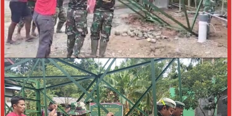 Tak Kenal Hari Libur, Satgas TMMD ke-129 Pasang Tower dan Tandon Air di Dayah Lhok Panah
