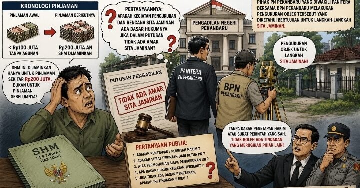 ‎Sengketa Pinjaman Berujung Persoalan SHM, Kedatangan Pihak PN Pekanbaru dan BPN Untuk Pengukuran Dipertanyakan 