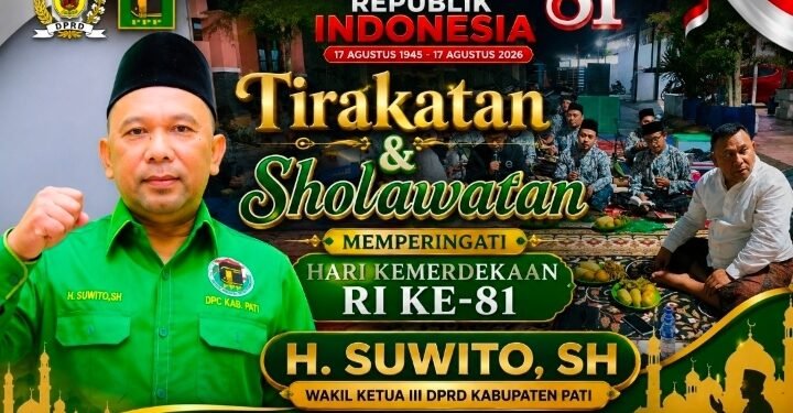 Tirakatan dan Sholawatan Warnai Peringatan HUT RI ke-81 di Kediaman H. Suwito