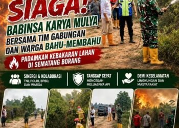 SIAP SIAGA! Babinsa Karya Mulya Bersama Tim Gabungan dan Warga Bahu-Membahu Padamkan Kebakaran Lahan di Sematang Borang