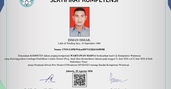 Isman Ismail Jurnalis Berita Fakta News, Kini Resmi Menjadi Wartawan Madya