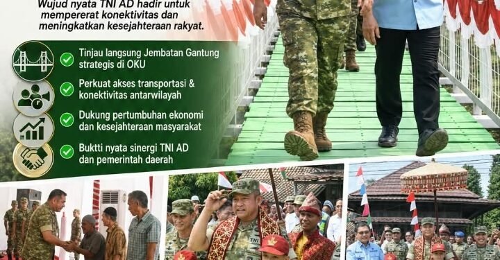 Dorong Kesejahteraan Warga OKU, Kasad Jenderal TNI Maruli Simanjuntak Tinjau Jembatan Gantung Strategis