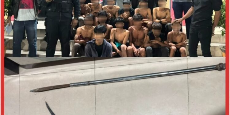 Tim Macan Polres Pelabuhan Belawan Tangkap 13 Pemuda Terkait Geng Motor dan Tawuran, Sita 4 Sajam dan Ketapel