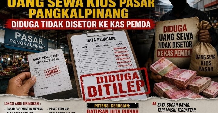 Ratusan Juta Uang Sewa Kios Pasar Pangkalpinang Diduga Tidak Disetor ke Kas Pemda