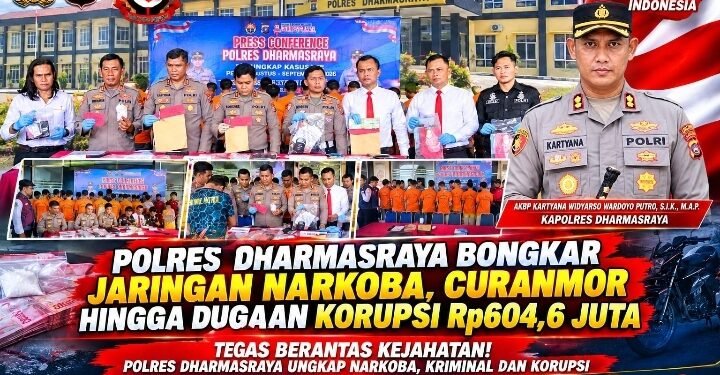 Polres Dharmasraya Bongkar Jaringan Narkoba, Curanmor Hingga Dugaan Korupsi Rp604,6 Juta