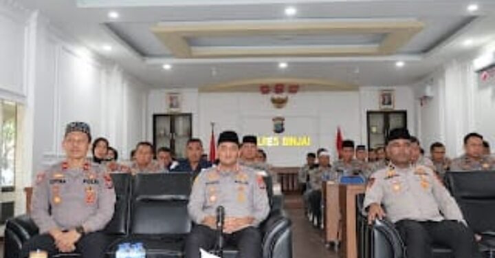 Polres Binjai Gelar Pembinaan Rohani Bersama Kapolri dan Gus Baha Secara Daring.