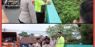 Kapolres Binjai Cek Kondisi Banjir di Kelurahan Setia, Debit Air Sungai Mencirim Berangsur Normal