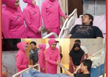 Wujud Bhayangkari Peduli, Ny. Martina Rony Samtana Jenguk Wartawan dan Mahasiswa Korban Insiden