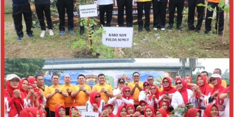 Polda Sumut Laksanakan Aksi Penanaman Pohon untuk Cegah Banjir dan Jaga Kelestarian Lingkungan