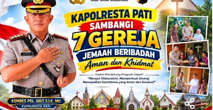 Kapolresta Pati Sambangi 7 Gereja, Jemaat Beribadah Aman dan Khidmat