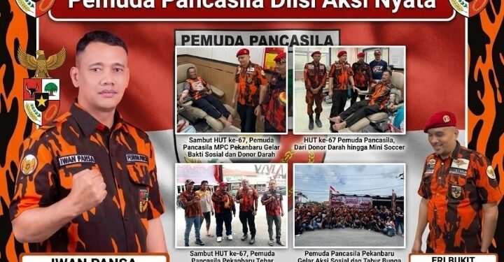 Sambut HUT ke-67, Pemuda Pancasila MPC Pekanbaru Gelar Bakti Sosial dan Donor Darah