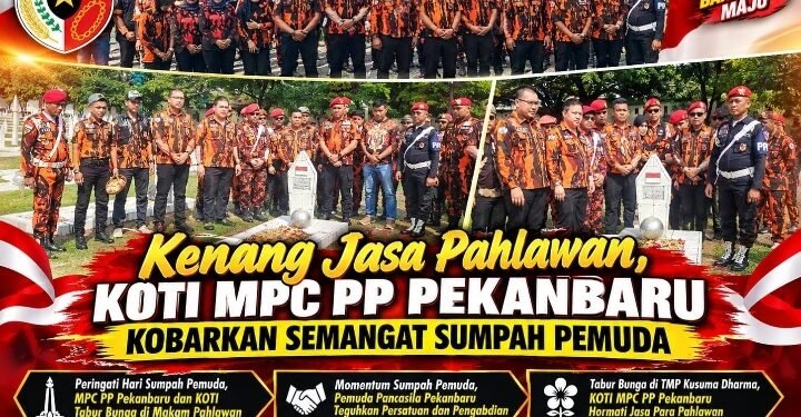 Peringati Hari Sumpah Pemuda, MPC PP Pekanbaru dan KOTI Tabur Bunga di Makam Pahlawan